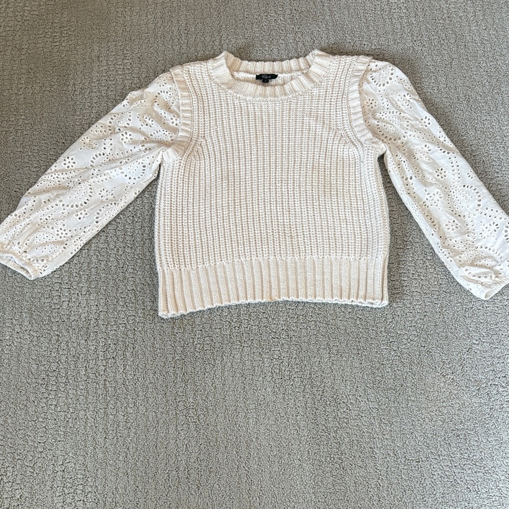 Rails Women's Cream Sweater with Eyelet Sleeves